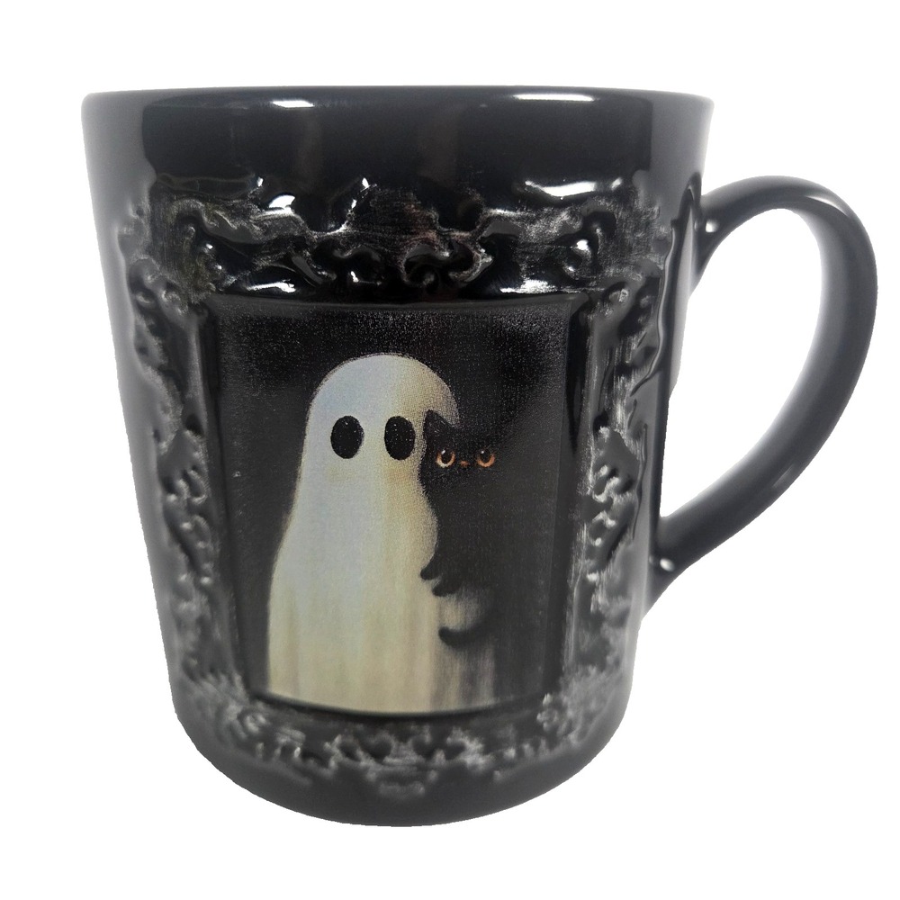 Spooky Street Halloween Mug 21 oz Ghost Black Cat Gothic Ceramic Coffee Cup